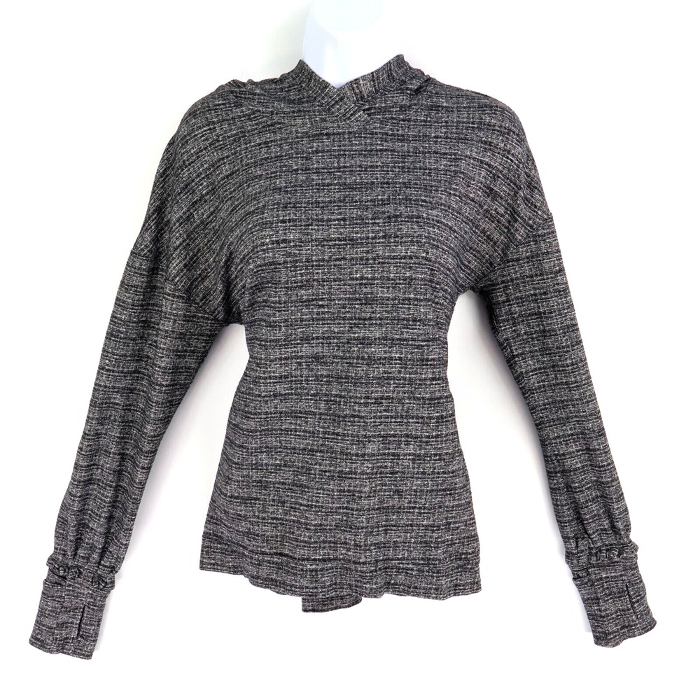 Lululemon Activewear Hooded Pullover Jacket Womens 6 Gray Heathered Thumbholes
